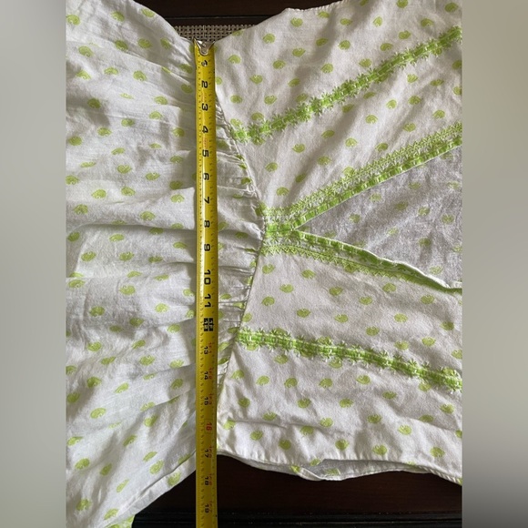 ZARA Embroidered Rustic Tunic Midi Dress Beach Cover Up White/Green Sz M - Picture 13 of 14